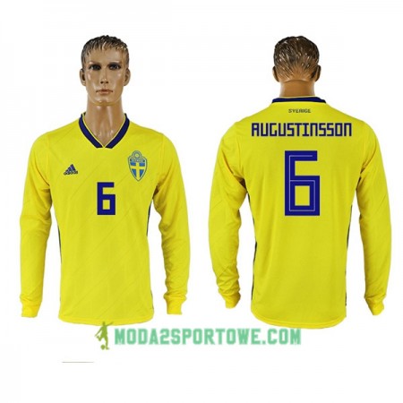 Koszulka Szwecja Augustinsson 6 Mistrzostwa Świata 2018 Domowe Stroje Piłkarskie Długi Rękaw